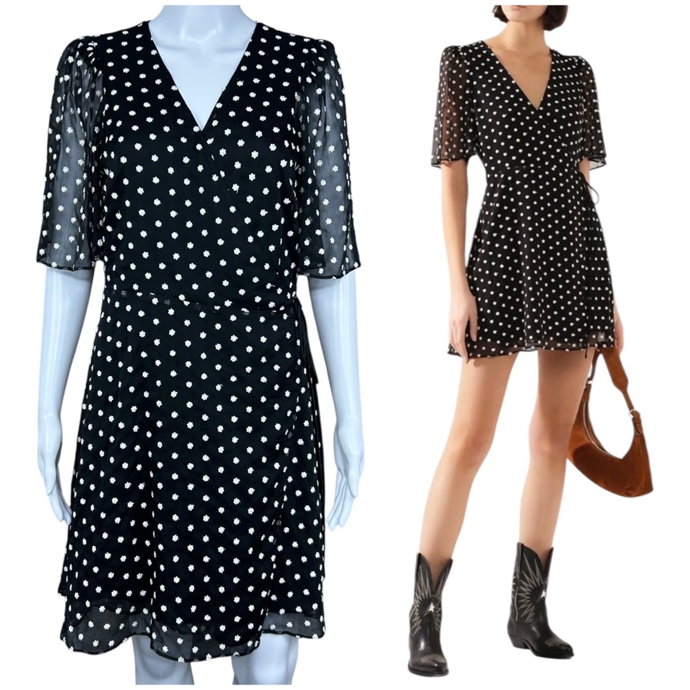 Alice Olivia Sandra Embroidered Floral Wrap Dress Size 8 Fairy Whimsigoth Flowy